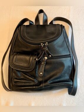 Tignanello Black Pebbled Leather Convertible Backpack Purse